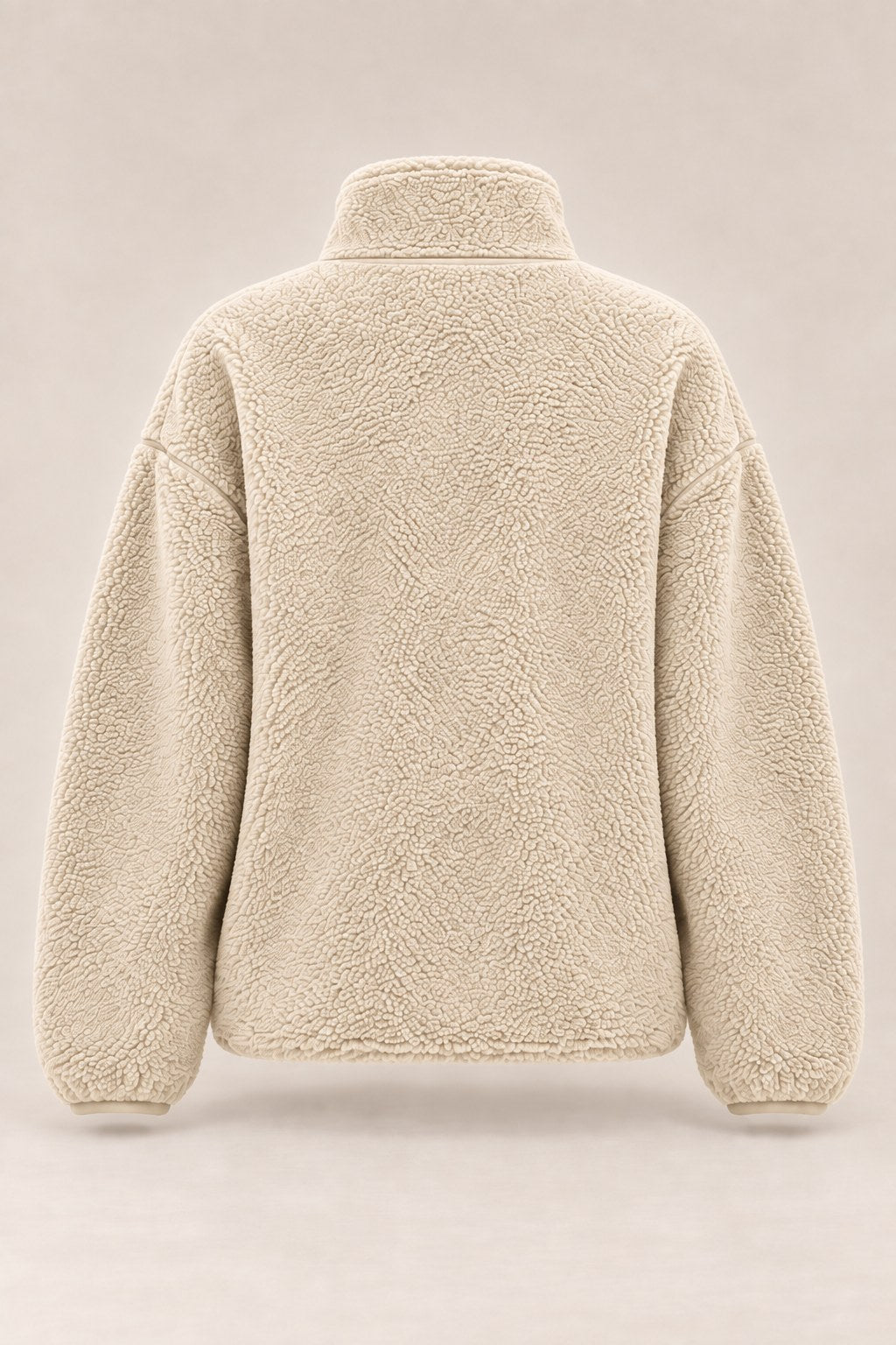 Julia – bluza sherpa z półzamkiem, kolor beżowy – tył